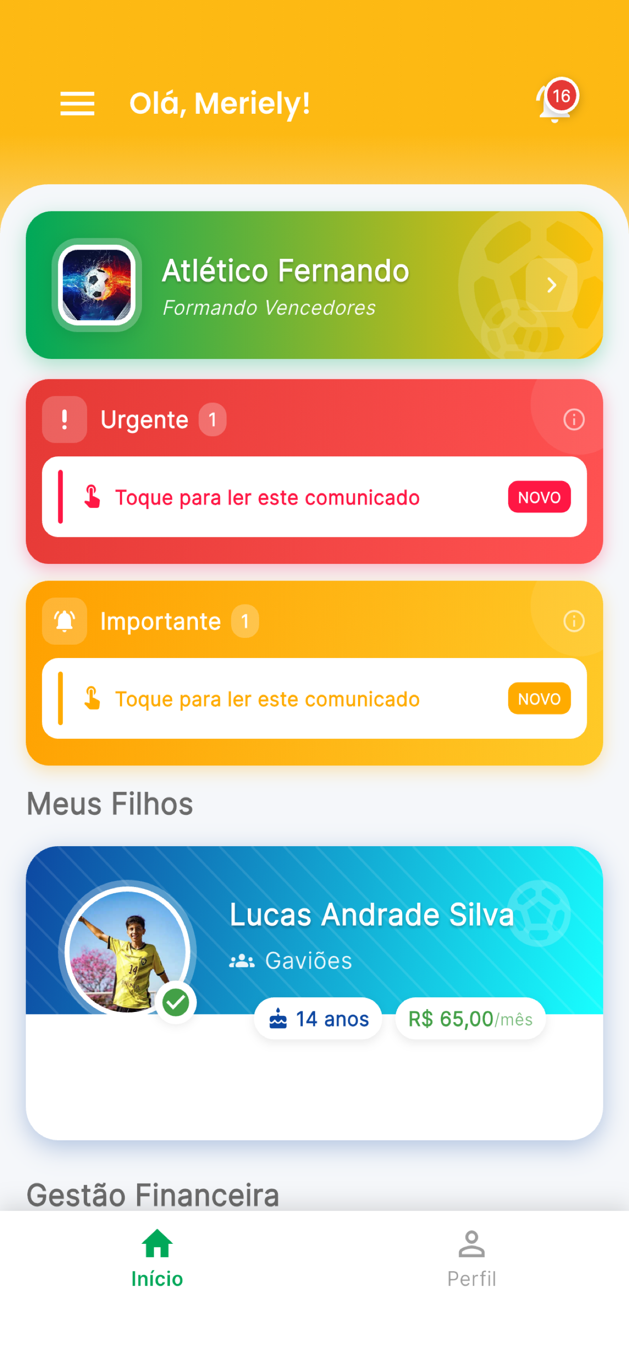 AppFUT — tela inicial