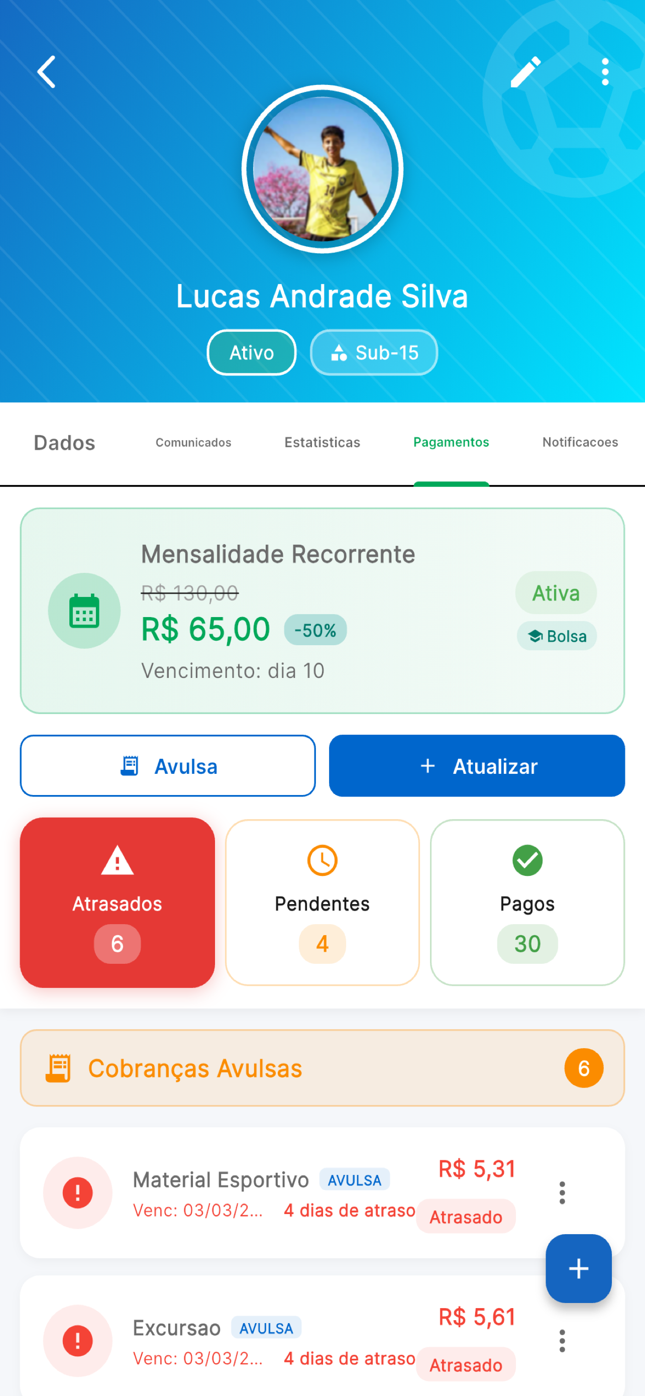 AppFUT — perfil do aluno